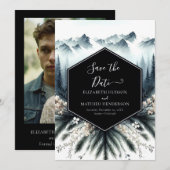 De minimalistische Forest Mountain bruiloft Save The Date (Voorkant / Achterkant)