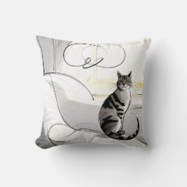 De Minimalistische Kat Hedendaags Trendy Modern Kussen