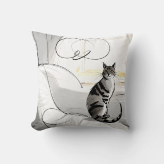 De Minimalistische Kat Hedendaags Trendy Modern Kussen