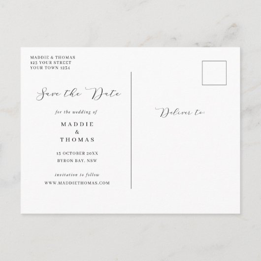 De minimalistische moderne foto sparen de Uitnodig Briefkaart (Achterkant)