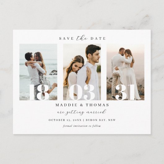 De minimalistische moderne foto sparen de Uitnodig Briefkaart (Voorkant)