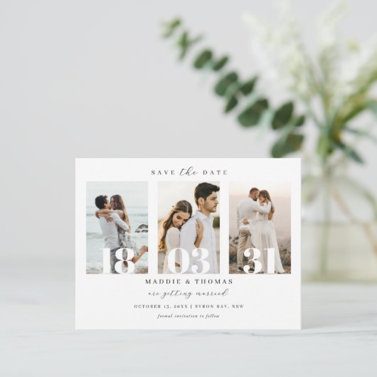 De minimalistische moderne foto sparen de Uitnodig Briefkaart (Staand voorkant)