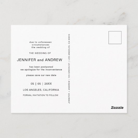 De minimalistische Moderne Foto van het Manuscript Briefkaart (Achterkant)