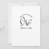 De minimalistische twee worden één witte bruiloft kaart (Achterkant)
