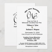 De minimalistische twee worden één witte bruiloft kaart (Voorkant / Achterkant)