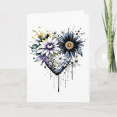 De minimalistische Valentijnsdag van hart en bloem Kaart (Voorkant)