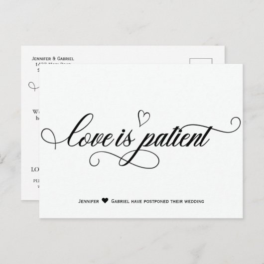 De minimalistische weddenschap is de patiënt uitge aankondigingskaart (Voorkant / Achterkant)