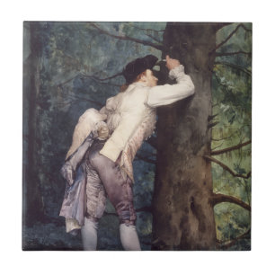 De minnaar in het bos (Scène van romantische liefd Tegeltje
