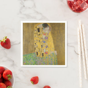 De minnaars omhelzen elkaar by Gustav Klimt Servet