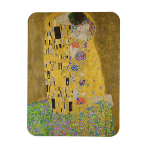 De minnenden omhelzen elkaar by Gustav Klimt Magneet