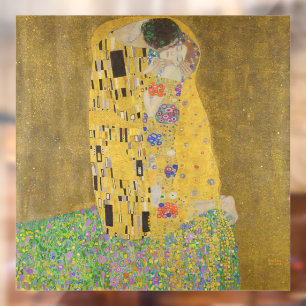 De minnenden omhelzen elkaar by Gustav Klimt Raamsticker