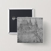 De Minster in Aken, 1520 Vierkante Button 5,1 Cm (Voorkant /achterkant)