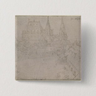 De Minster in Aken, 1520 Vierkante Button 5,1 Cm