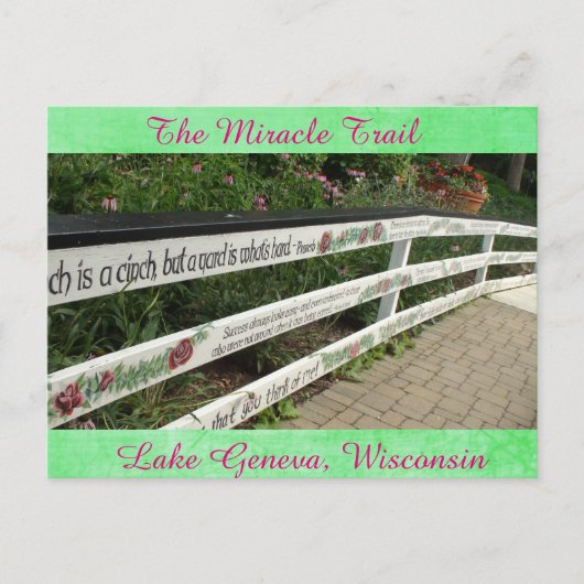 De Miracle Trail, het Meer van Genève, Wisconsin B Briefkaart (Voorkant)