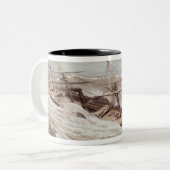 De Mississippi-stoomrand in een tyfoon Tweekleurige Koffiemok (Voorkant links)