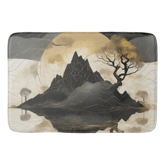 De Misty Mountain Black & Gold Badmat (Voorkant)