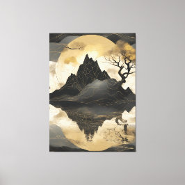 De Misty Mountain Black & Gold Canvas Afdruk