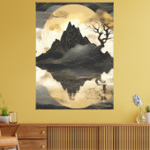 De Misty Mountain Black & Gold Canvas Afdruk (Insitu (Woonkamer))