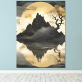 De Misty Mountain Black & Gold Canvas Afdruk (Insitu (Houten vloer))