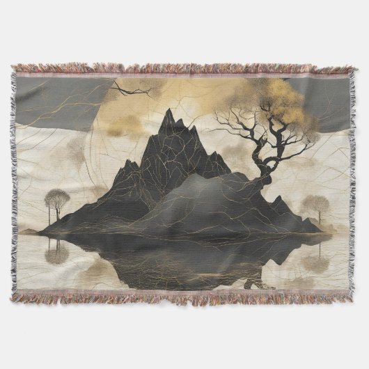 De Misty Mountain Black & Gold Deken (Voorkant)