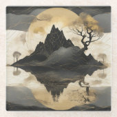 De Misty Mountain Black & Gold Glazen Onderzetter (Voorkant)