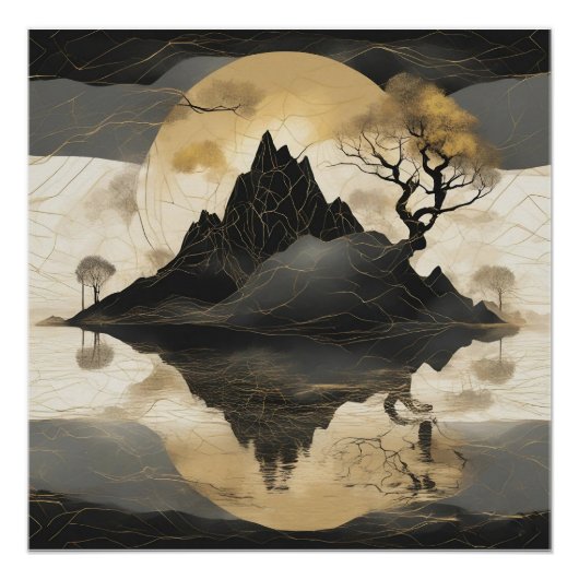 De Misty Mountain Black & Gold Perfect Poster (Voorkant)