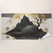 De Misty Mountain Black & Gold Strandlaken (Voorkant)