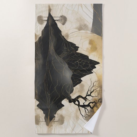 De Misty Mountain Black & Gold Strandlaken (Voorkant)