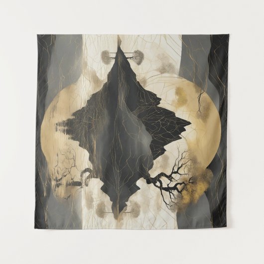 De Misty Mountain Black & Gold Wandkleed (Voorkant (horizontaal))