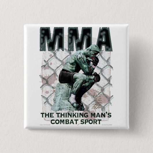De MMA Thinker Vierkante Button 5,1 Cm (Voorkant)