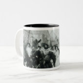 De mobilisatie van John Wesley op woensdag Tweekleurige Koffiemok (Voorkant links)