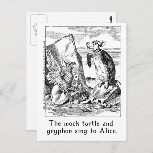 De Mock Turtle en Griffin Sing to Alice Briefkaart (Voorkant / Achterkant)