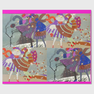 DE MODE VAN HET KARTJE VAN DE WINTER EN VAN DE HER CADEAUPAPIER