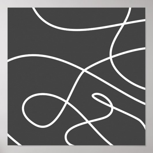 De moderne Abstracte lijn is zwart wit Poster (Voorkant)