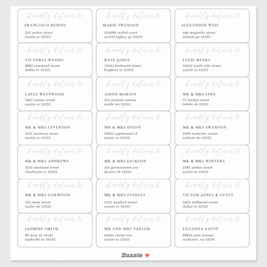 De moderne adresetiketten van de manuscriptbruilof sticker (Vel)