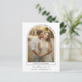 De moderne Arch Boho Arch met Foto sparen de Datum Aankondigingskaart (Staand voorkant)
