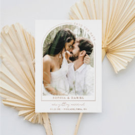 De moderne Arch Boho Arch met Foto sparen de Datum Folie Uitnodiging