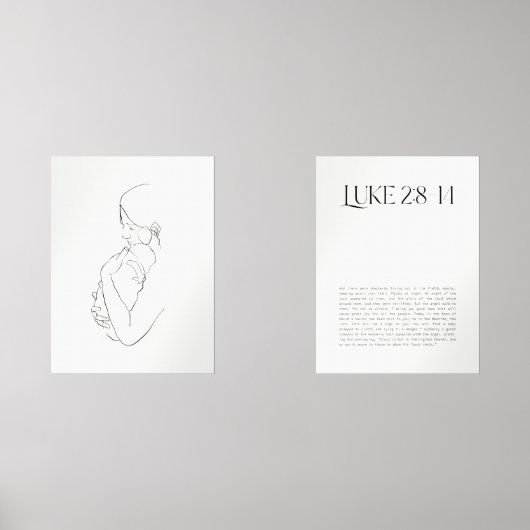 De moderne baby Jezus en Maria Lukas Bijbelvers Muurkunst Sets (Voorkant)
