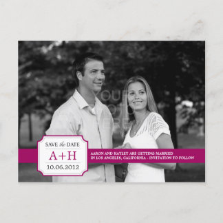 De moderne band Save the Date Briefkaart (Fuchsia)