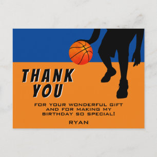 De moderne Basketball Player Birthday Dank u Briefkaart