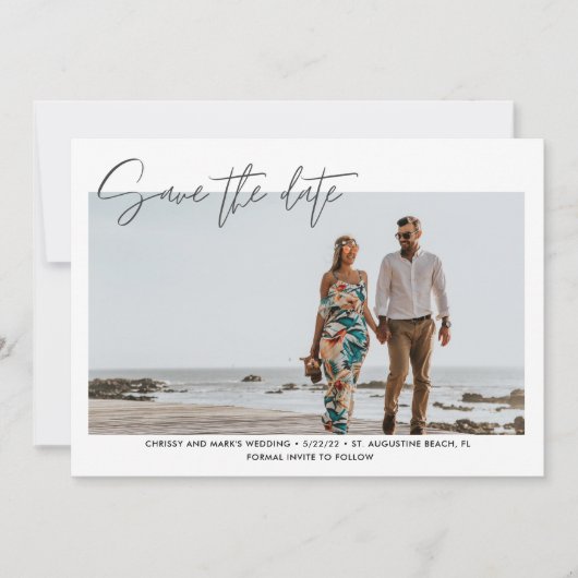 De moderne Beach Weddenschap van de Foto sparen de Save The Date (Voorkant)