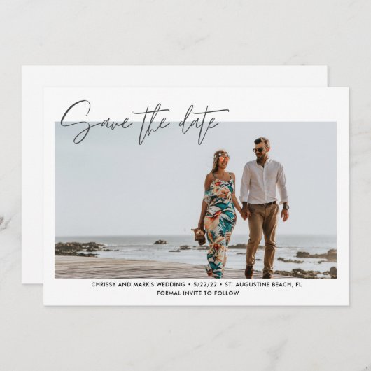 De moderne Beach Weddenschap van de Foto sparen de Save The Date (Voorkant / Achterkant)