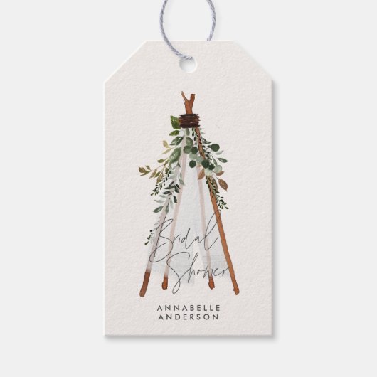 De moderne bladbladerige achtertuin van het blad i cadeaulabel (Voorkant)