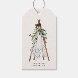 De moderne bladbladerige achtertuin van het blad i cadeaulabel