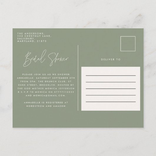 De moderne bladbladerige achtertuin van het blad i uitnodiging briefkaart (Achterkant)