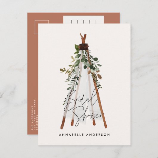 De moderne bladbladerige achtertuin van het blad i uitnodiging briefkaart (Voorkant / Achterkant)