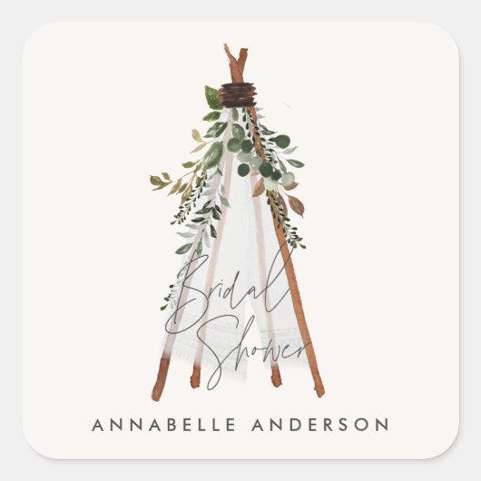 De moderne bladbladerige achtertuin van het blad i vierkante sticker (Voorkant)