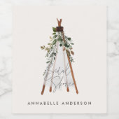 De moderne bladbladerige achtertuin van het blad i wijn etiket (Enkel label)