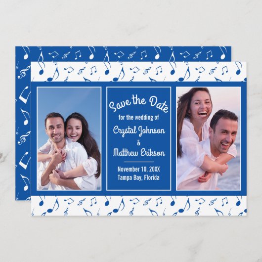 De moderne Blauwe Foto bewaart de Datum (Voorkant / Achterkant)