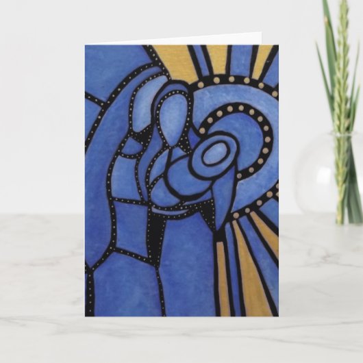 De moderne Blauwe Geboorte van Christus Jesus Mary Feestdagen Kaart (Voorkant)